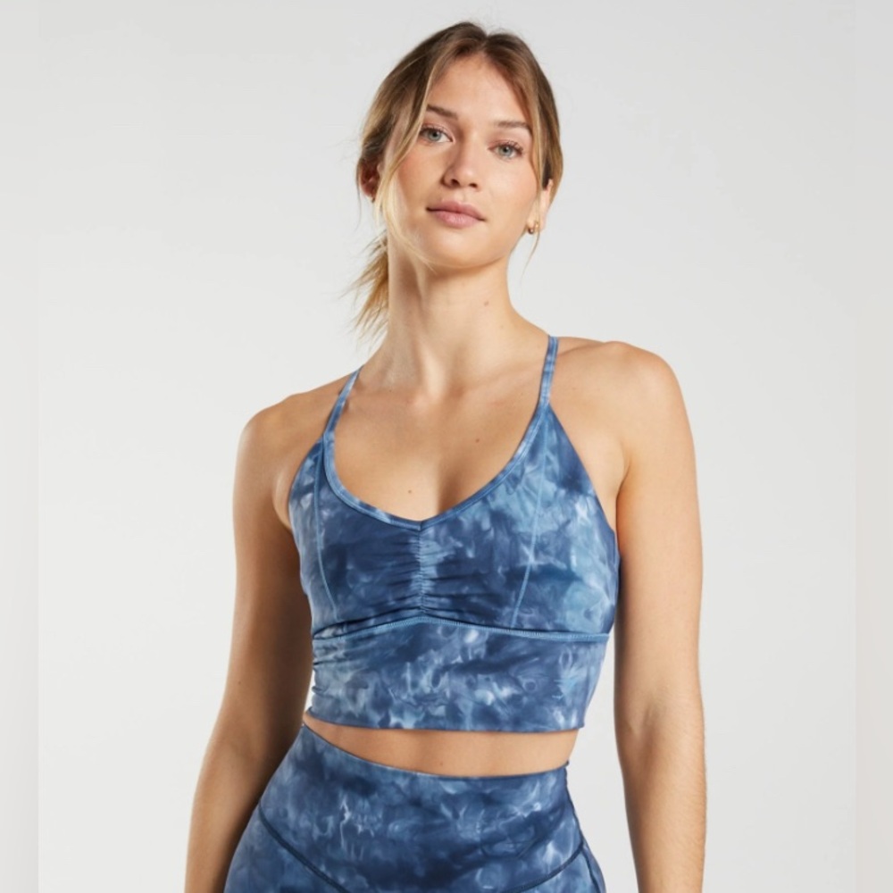 Gymshark Elevate Longline Bra - Tie Dye Blue - Size X-Small